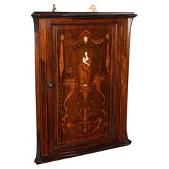 Small Antique Corner Cabinet, English, Georgian Revival, Cupboard, Edwardian