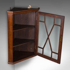 Small Antique Corner Cabinet, English, Glazed Display Cupboard, Edwardian, 1910