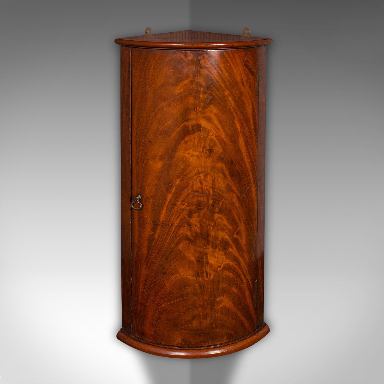 Georgian Small Antique Corner Cabinet, English, Kitchen, Bathroom, Wall Cupboard C.1800
