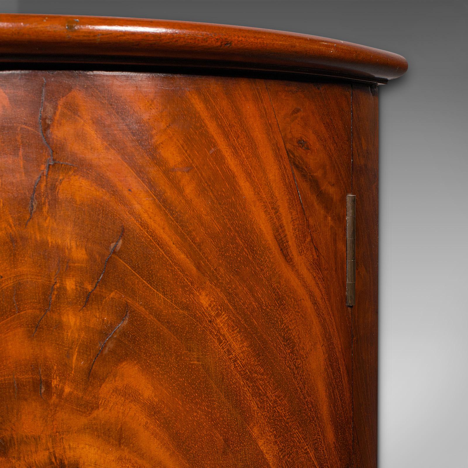 Mahogany Small Antique Corner Cabinet, English, Kitchen, Bathroom, Wall Cupboard C.1800