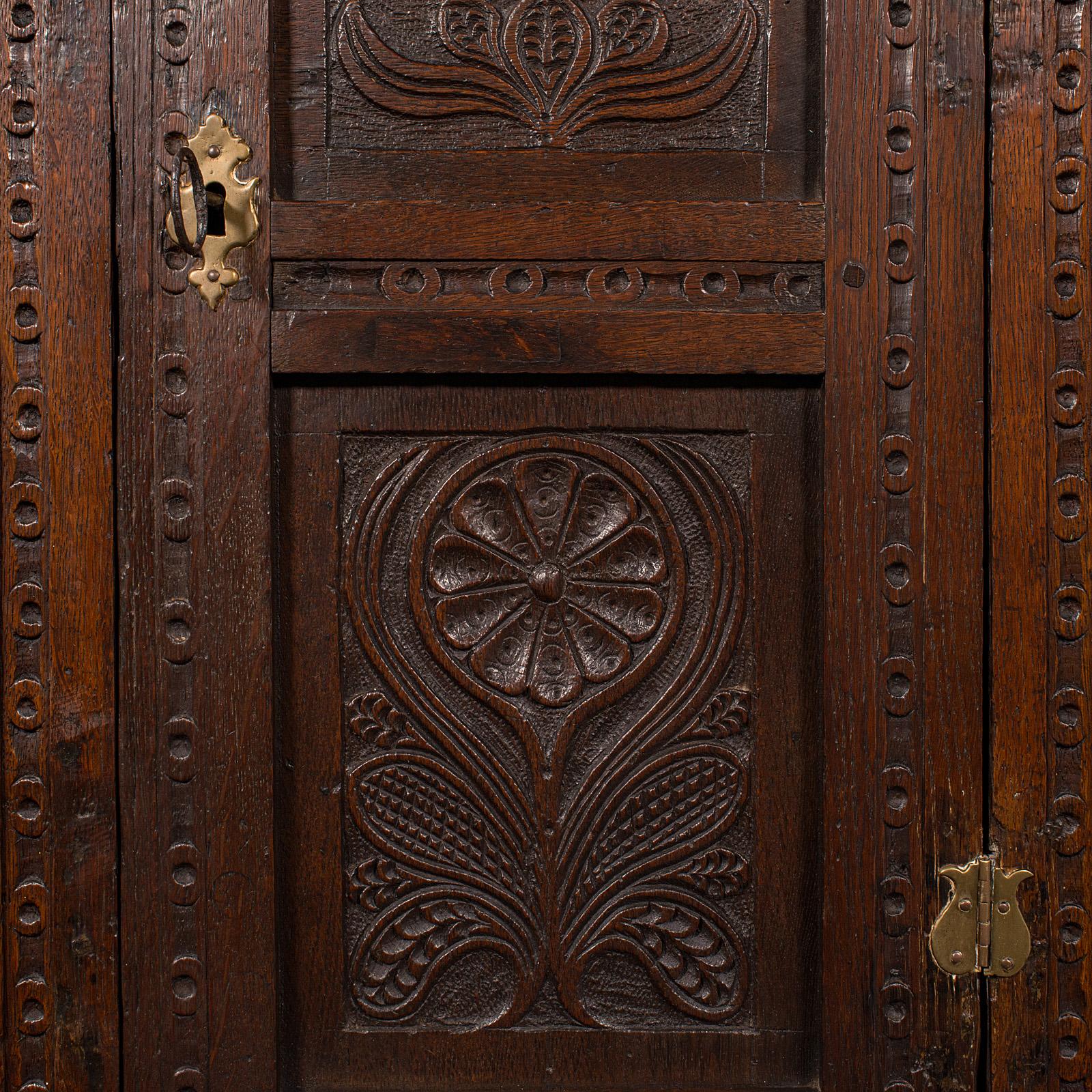 Small Antique Corner Cabinet, English Oak, Wall Cupboard, William and Mary, 1690 2