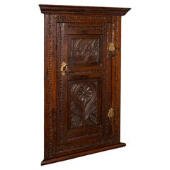 Small Antique Corner Cabinet, English Oak, Wall Cupboard, William and Mary, 1690