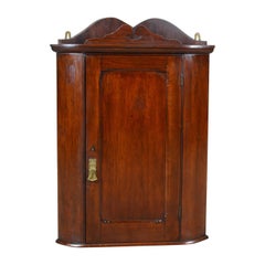 Small Antique Corner Cabinet, English, Walnut, Wall, Hanging, circa 1900