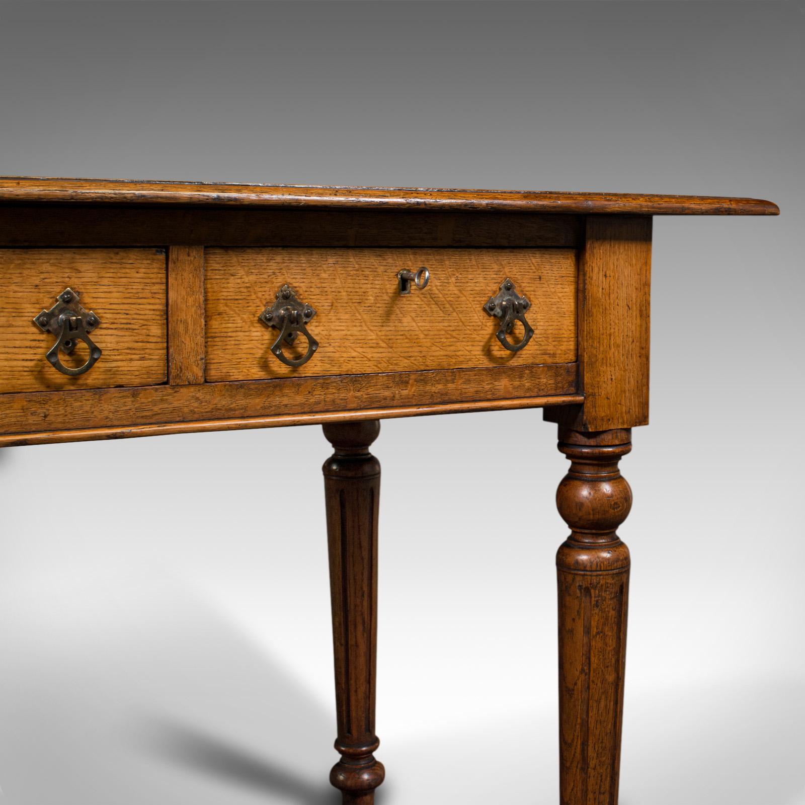 Small Antique Correspondence Table, Scottish Oak, Writing Desk, Aesthetic Period 5