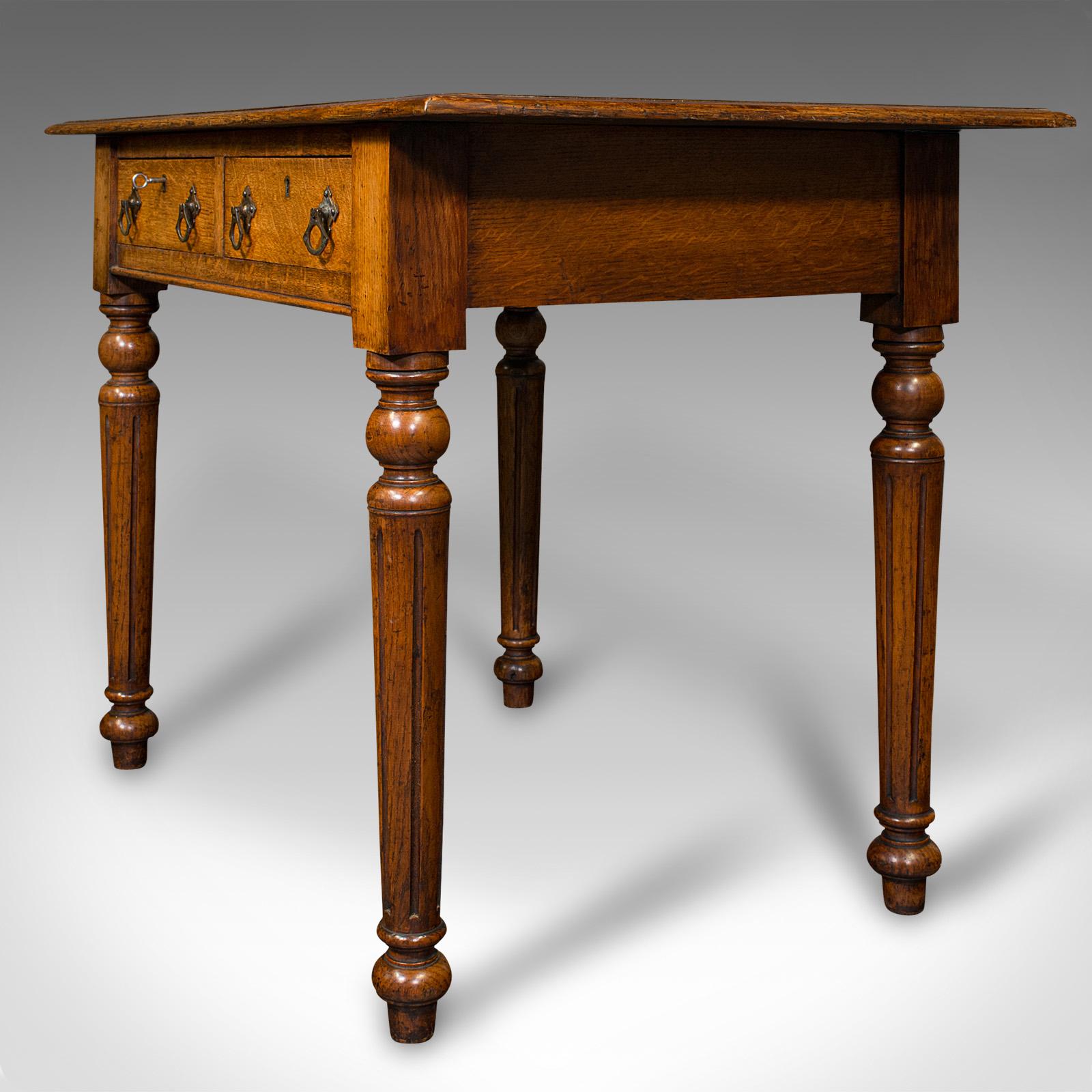 Small Antique Correspondence Table, Scottish Oak, Writing Desk, Aesthetic Period 7