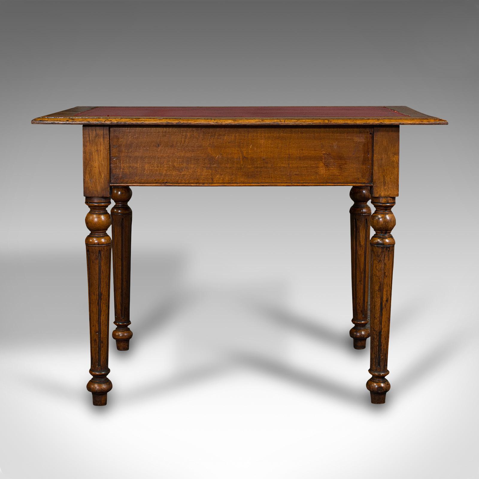 19th Century Small Antique Correspondence Table, Scottish Oak, Writing Desk, Aesthetic Period