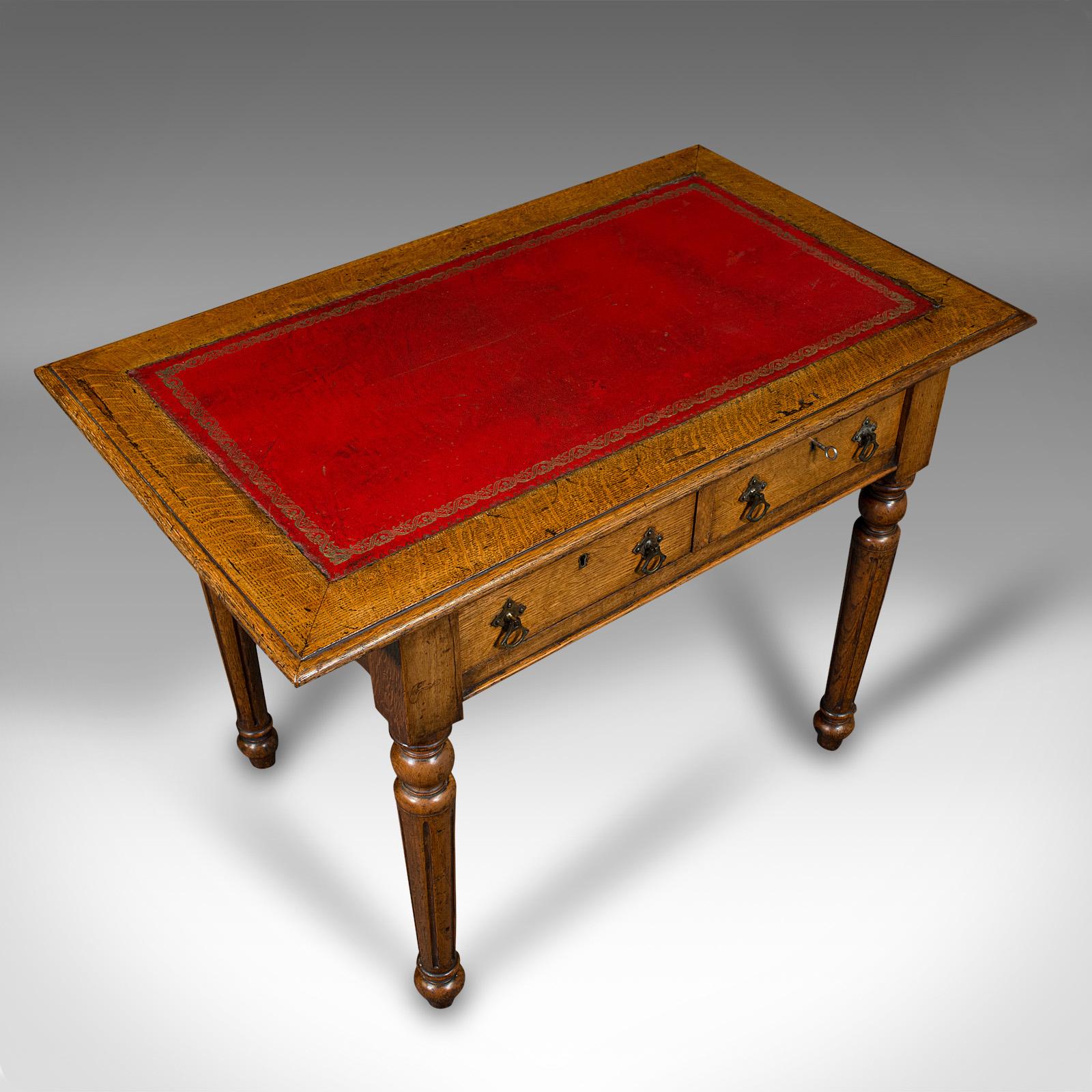 Small Antique Correspondence Table, Scottish Oak, Writing Desk, Aesthetic Period 1