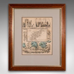 Small Antique County Map, Northamptonshire, English, Framed, Cartography, C.1850