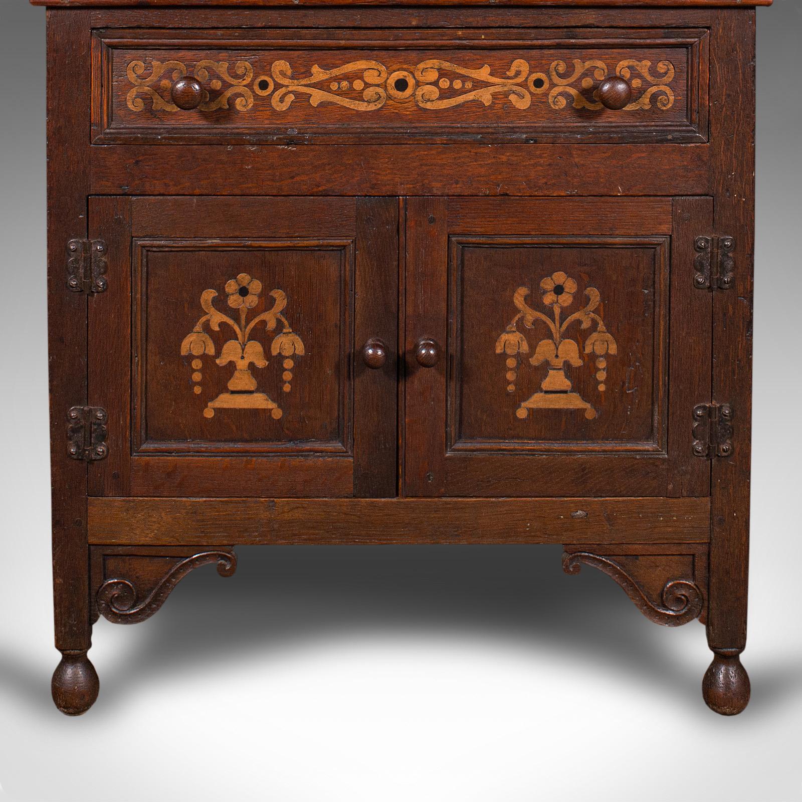 Small Antique Court Cabinet, English, Oak, Side Cupboard, Petite, Rare, Revival 6