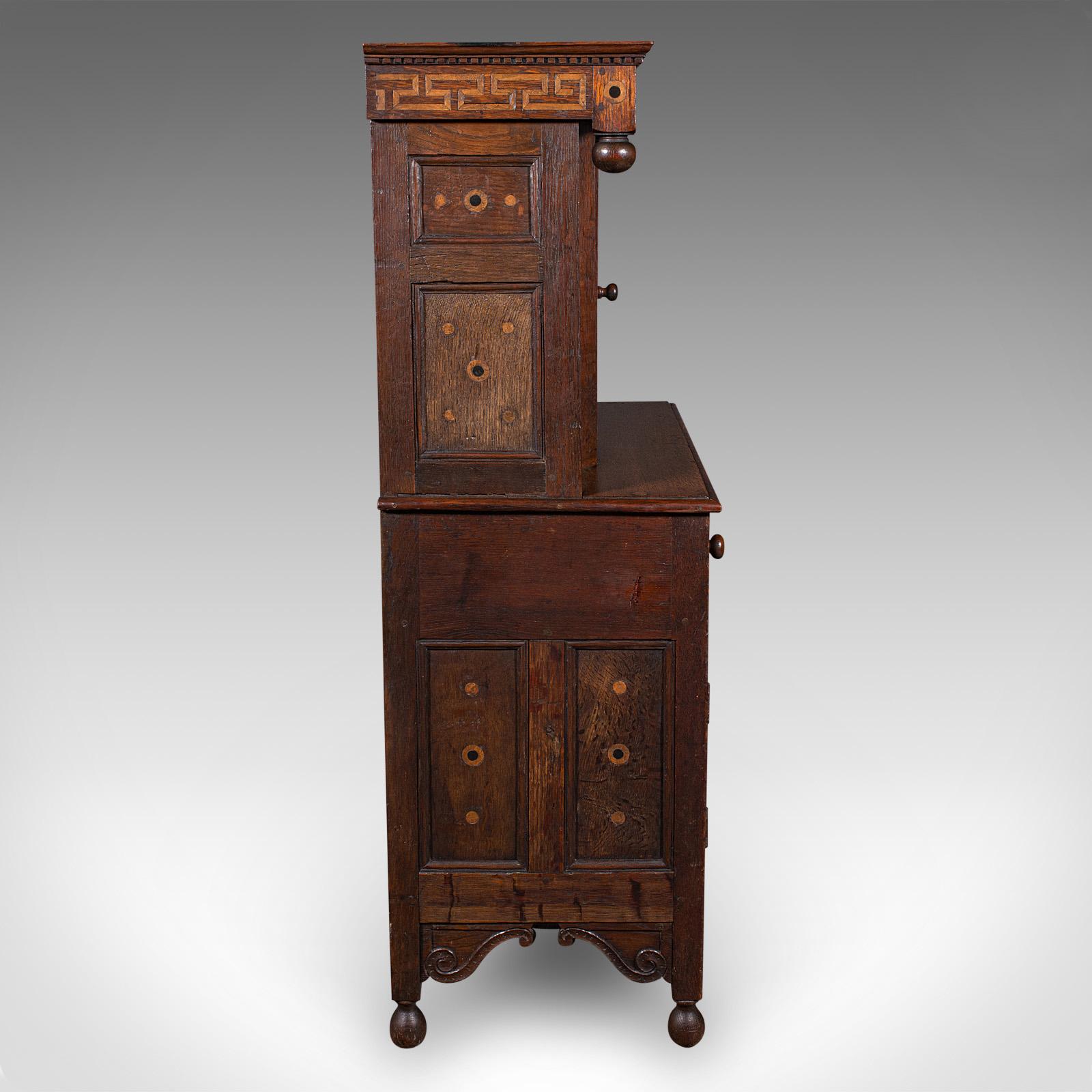 Small Antique Court Cabinet, English, Oak, Side Cupboard, Petite, Rare, Revival In Good Condition In Hele, Devon, GB