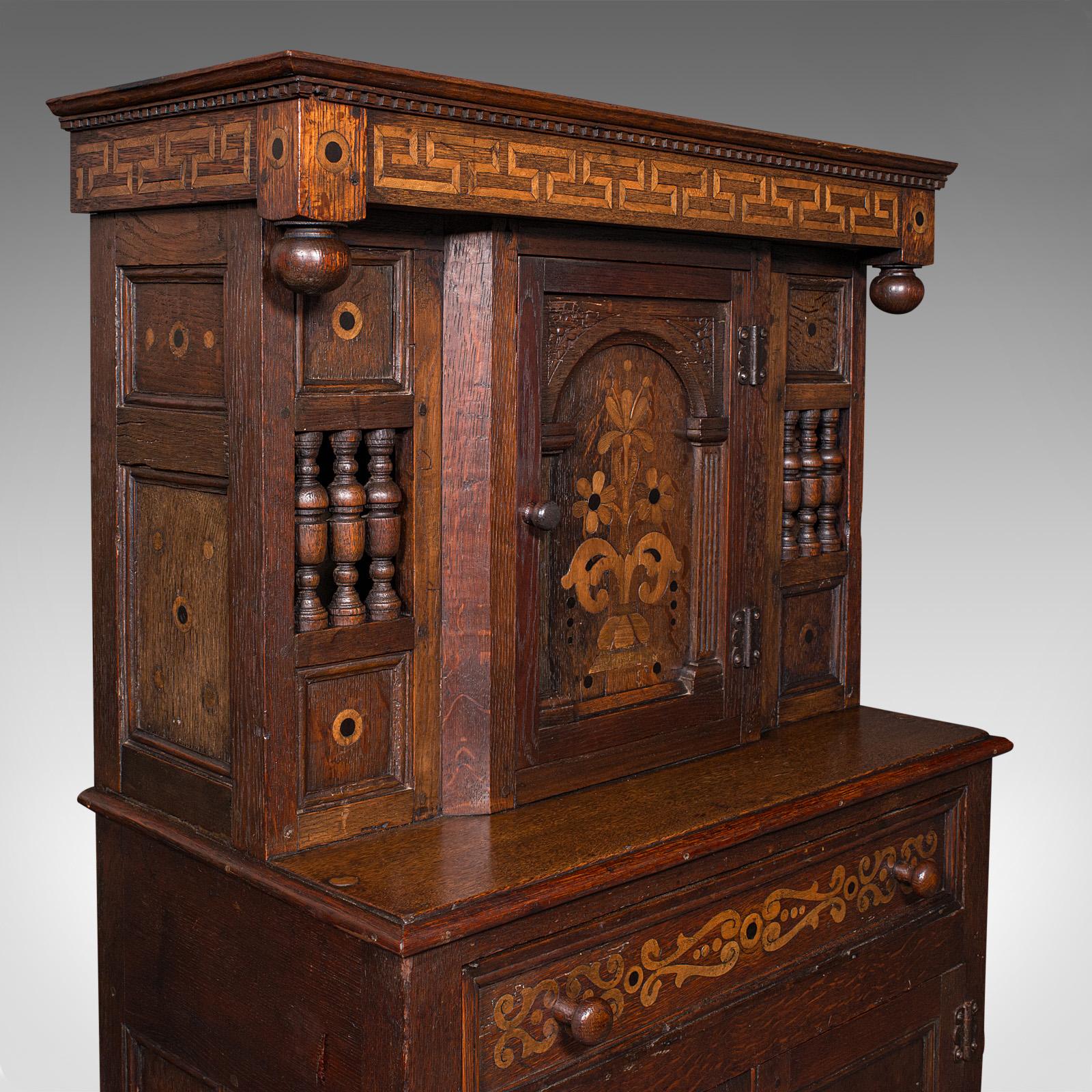 Small Antique Court Cabinet, English, Oak, Side Cupboard, Petite, Rare, Revival 2