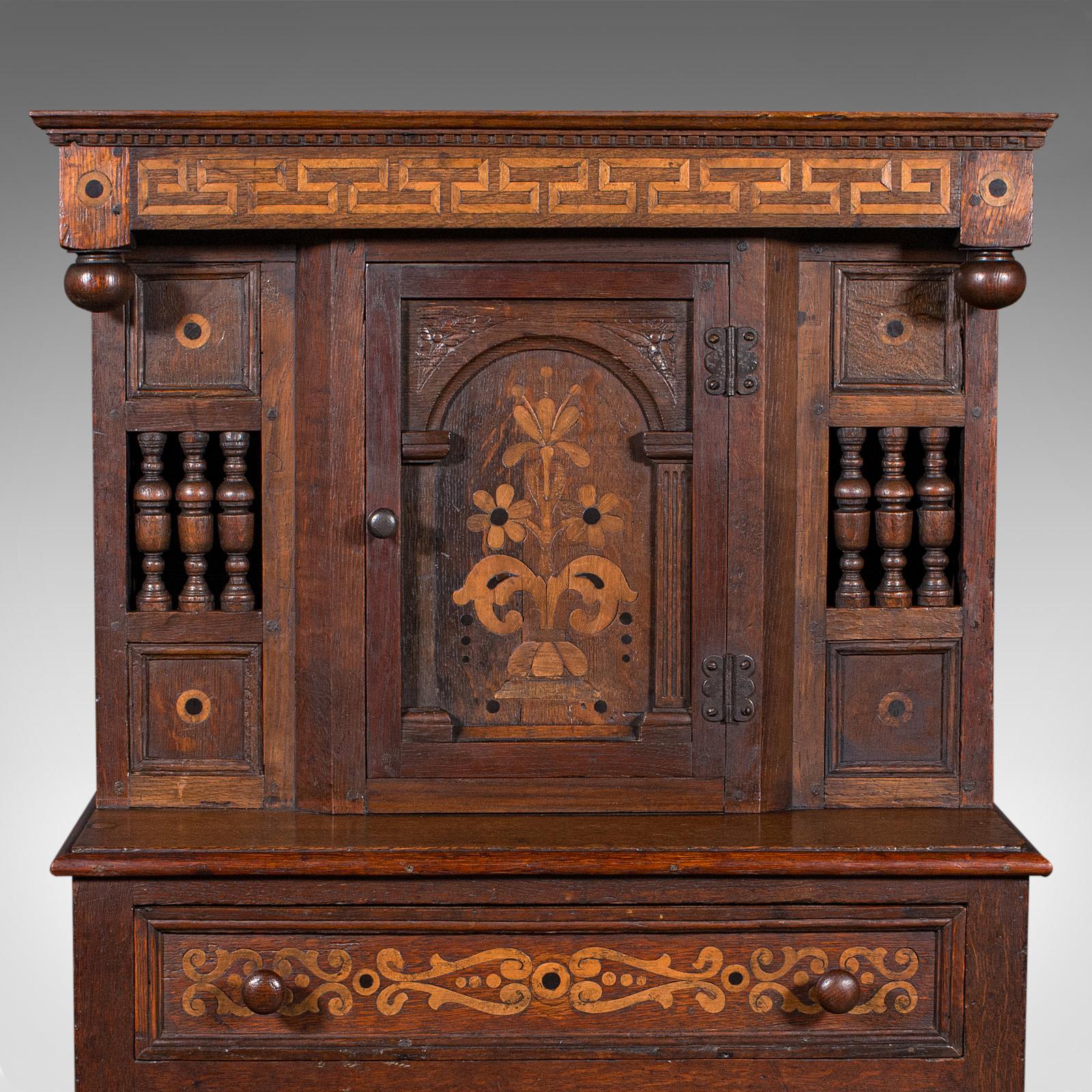 Small Antique Court Cabinet, English, Oak, Side Cupboard, Petite, Rare, Revival 3