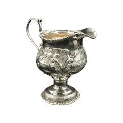 masons mandalay jug Small Antique Creamer, English Sterling Silver Pouring Jug, Georgian, Hallmarked
