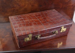 Small Antique Crocodile Suitcase. English C.1920