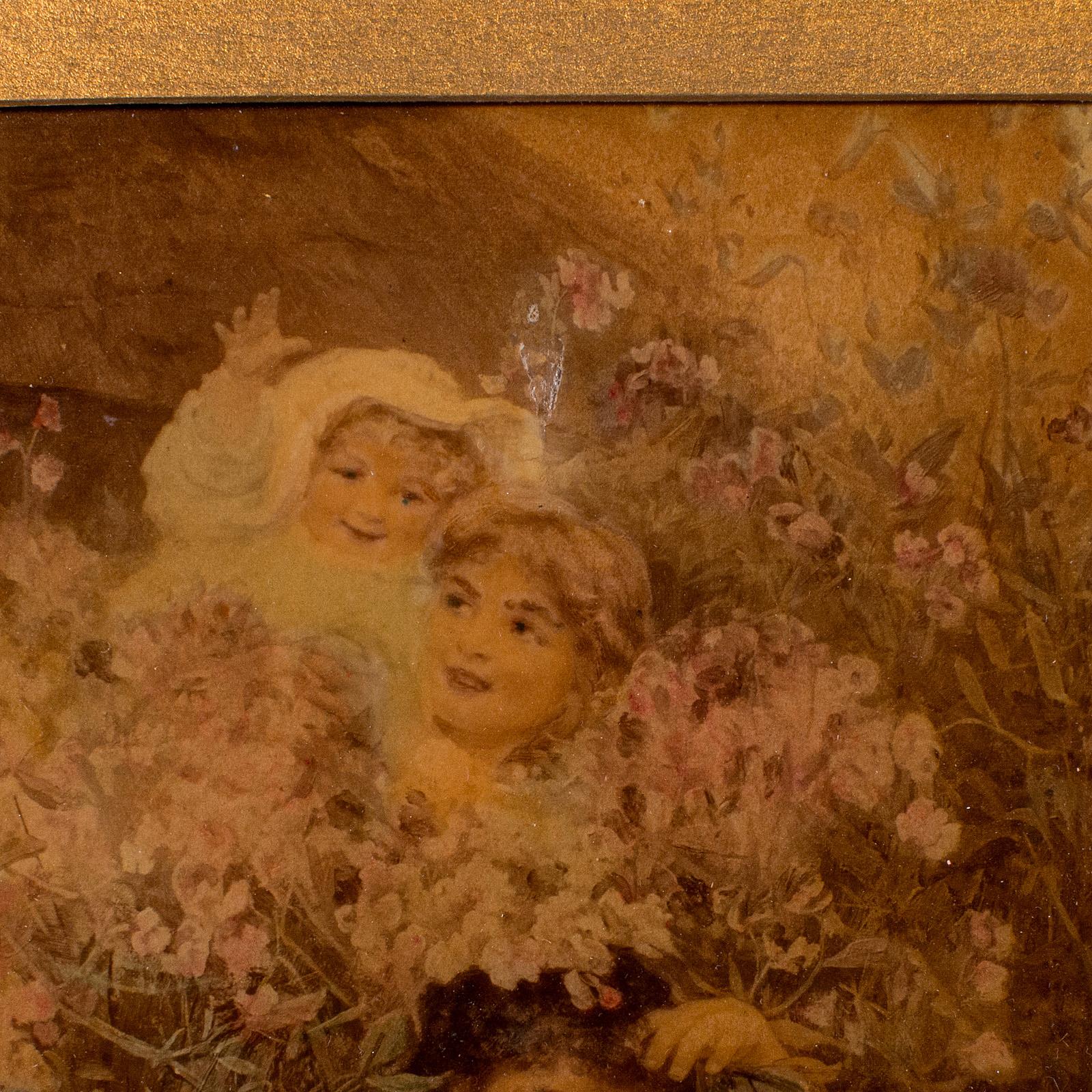 British Small Antique Crystoleum Picture, English, Art, Mezzotint Painting, Victorian For Sale
