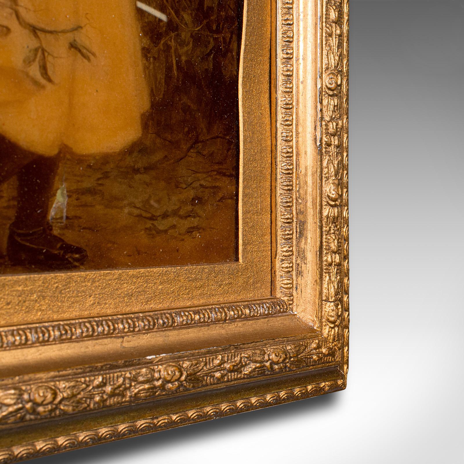 Glass Small Antique Crystoleum Picture, English, Art, Mezzotint Painting, Victorian For Sale