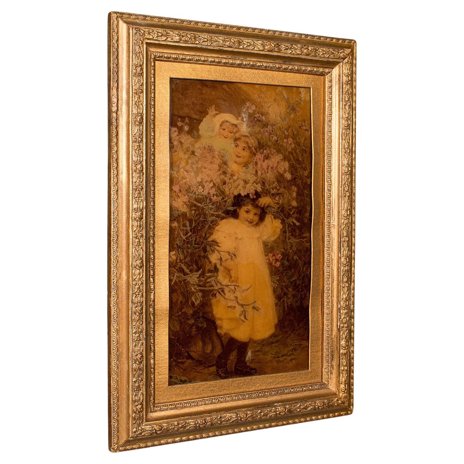 Small Antique Crystoleum Picture, English, Art, Mezzotint Painting, Victorian