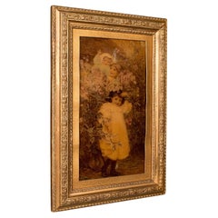 Small Antique Crystoleum Picture, English, Art, Mezzotint Painting, Victorian