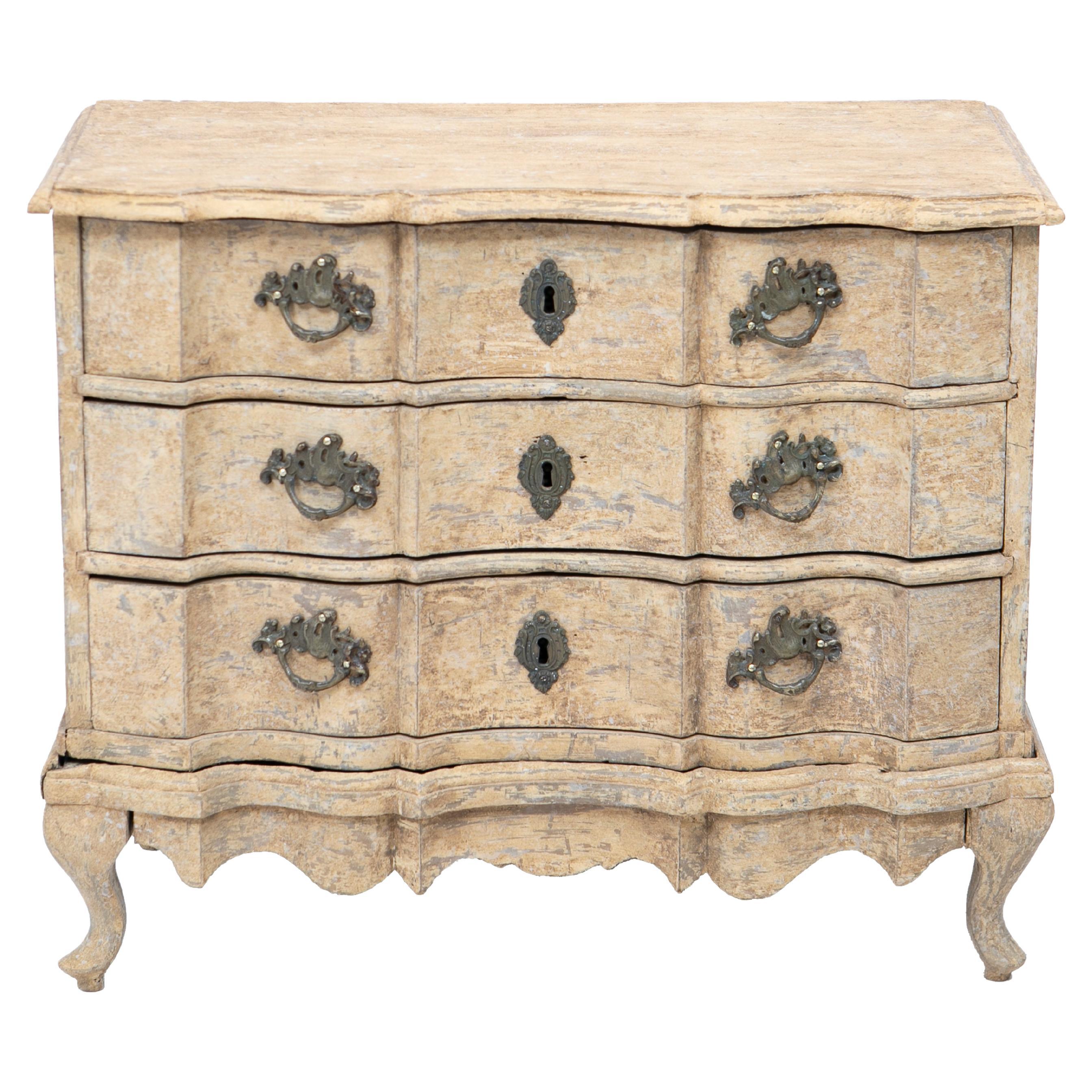 Small Antique Danish 18th Century Rococo Chest of Drawers For Sale