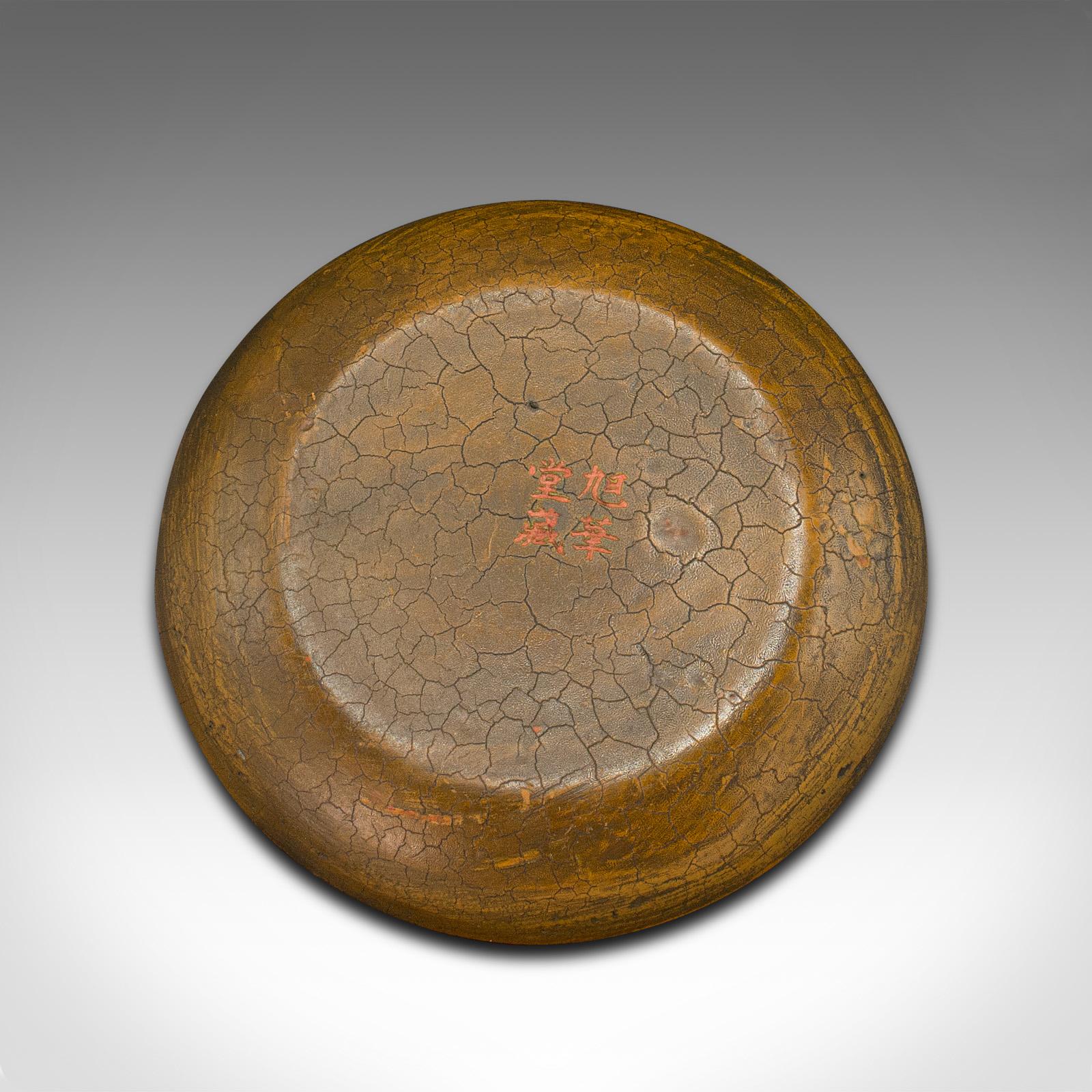 19th Century Small Antique Decorative Cinnabar Dish, Chinese, Display Plate, Qing, Victorian