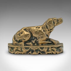 Small Antique Decorative Door Stop, English, Bronze, Labrador, Dog, Victorian