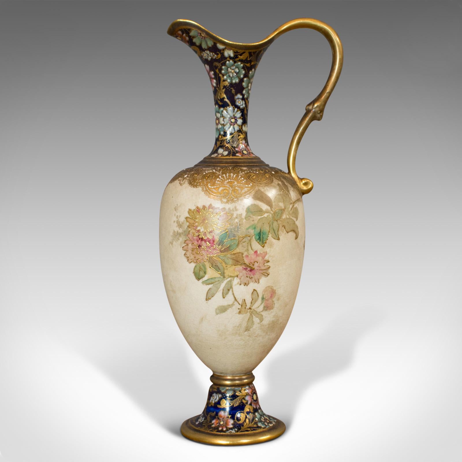 19th Century Small Antique Decorative Jug, English, Ceramic Vase, Doulton, Victorian