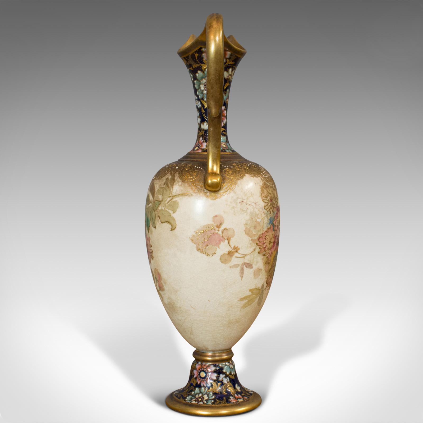 Small Antique Decorative Jug, English, Ceramic Vase, Doulton, Victorian 1