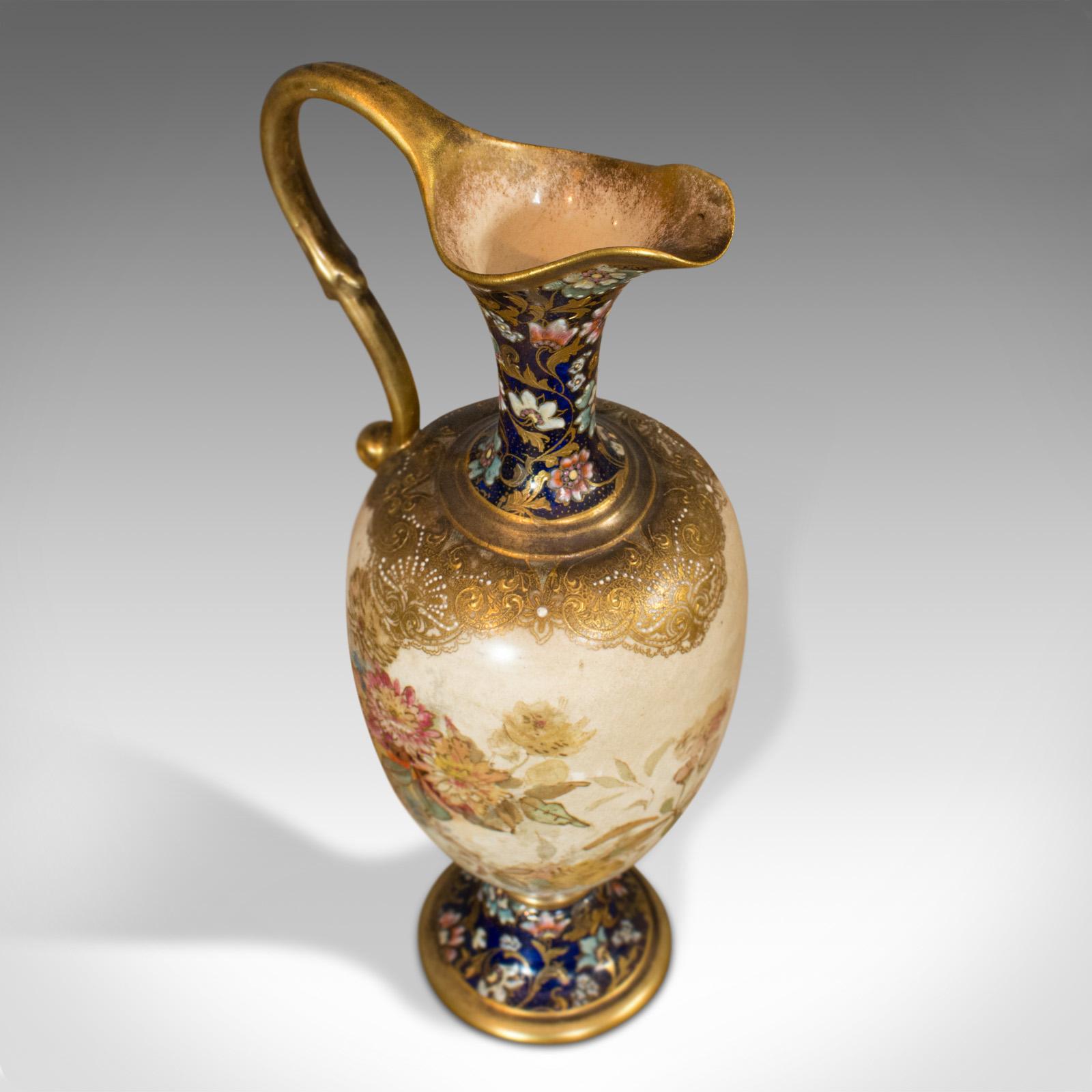 Small Antique Decorative Jug, English, Ceramic Vase, Doulton, Victorian 2