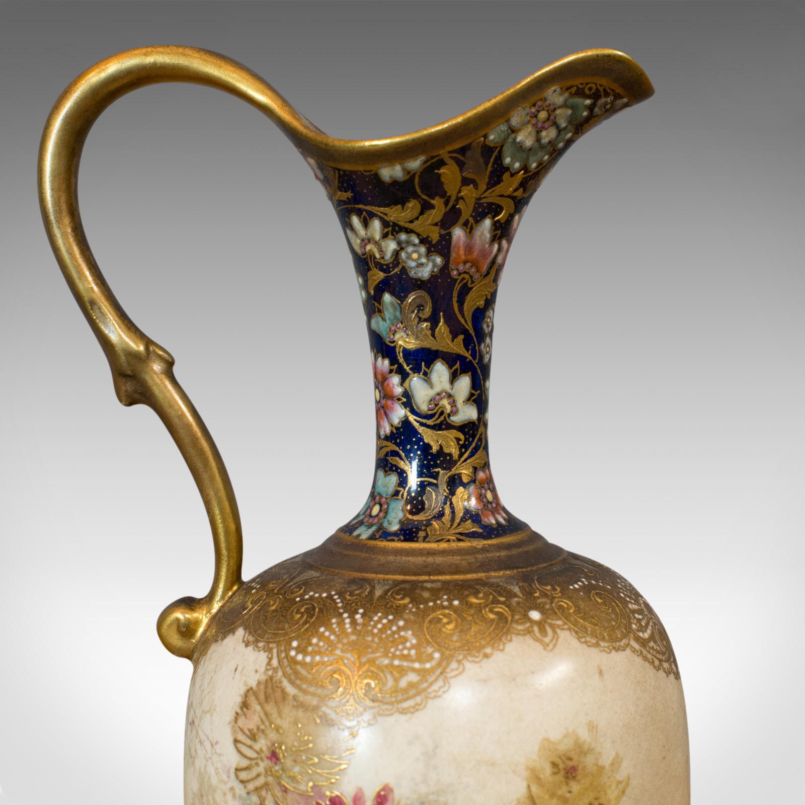 Small Antique Decorative Jug, English, Ceramic Vase, Doulton, Victorian 4