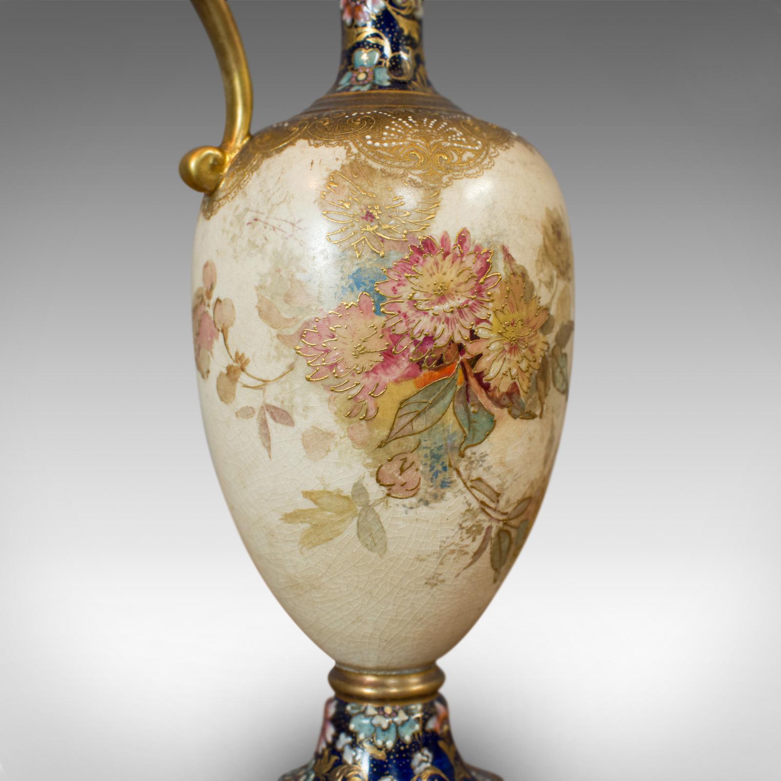 Small Antique Decorative Jug, English, Ceramic Vase, Doulton, Victorian 5