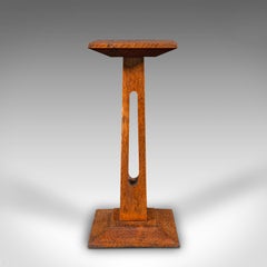 Antiker Vitrinensockel, englisch, Eiche, Jardiniere, Büstenständer, viktorianisch