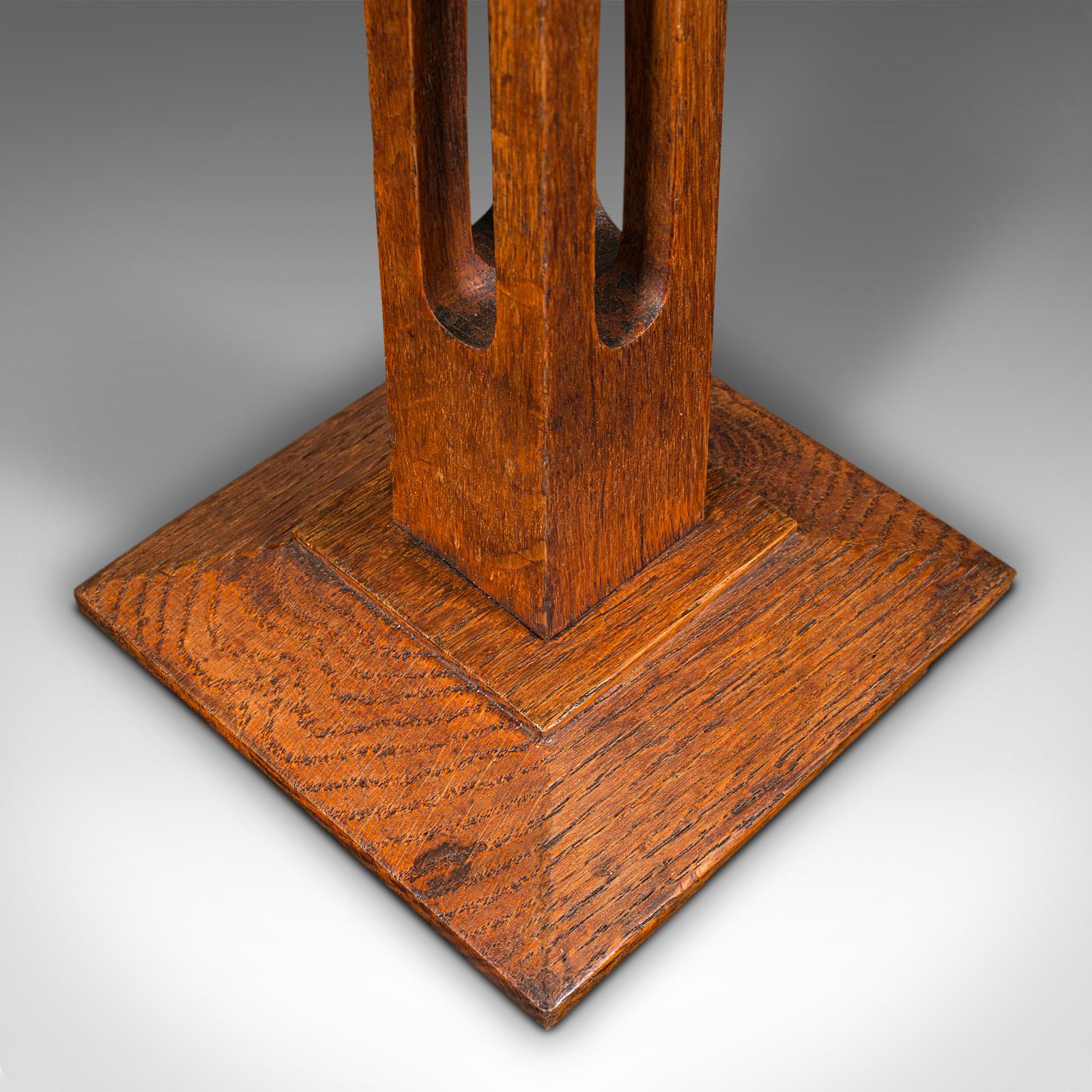 Small Antique Display Pedestal, English, Oak, Jardiniere, Bust Stand, Victorian For Sale 1
