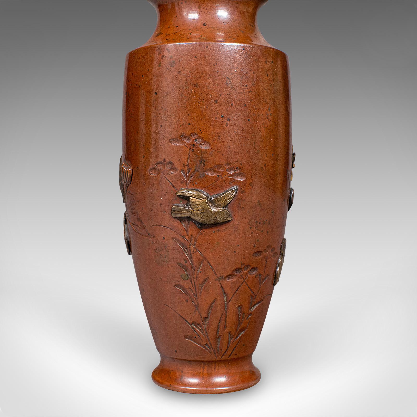 Piccola urna da esposizione antica, giapponese, bronzo, vaso di fiori, gusto Meiji, vittoriano in vendita 4