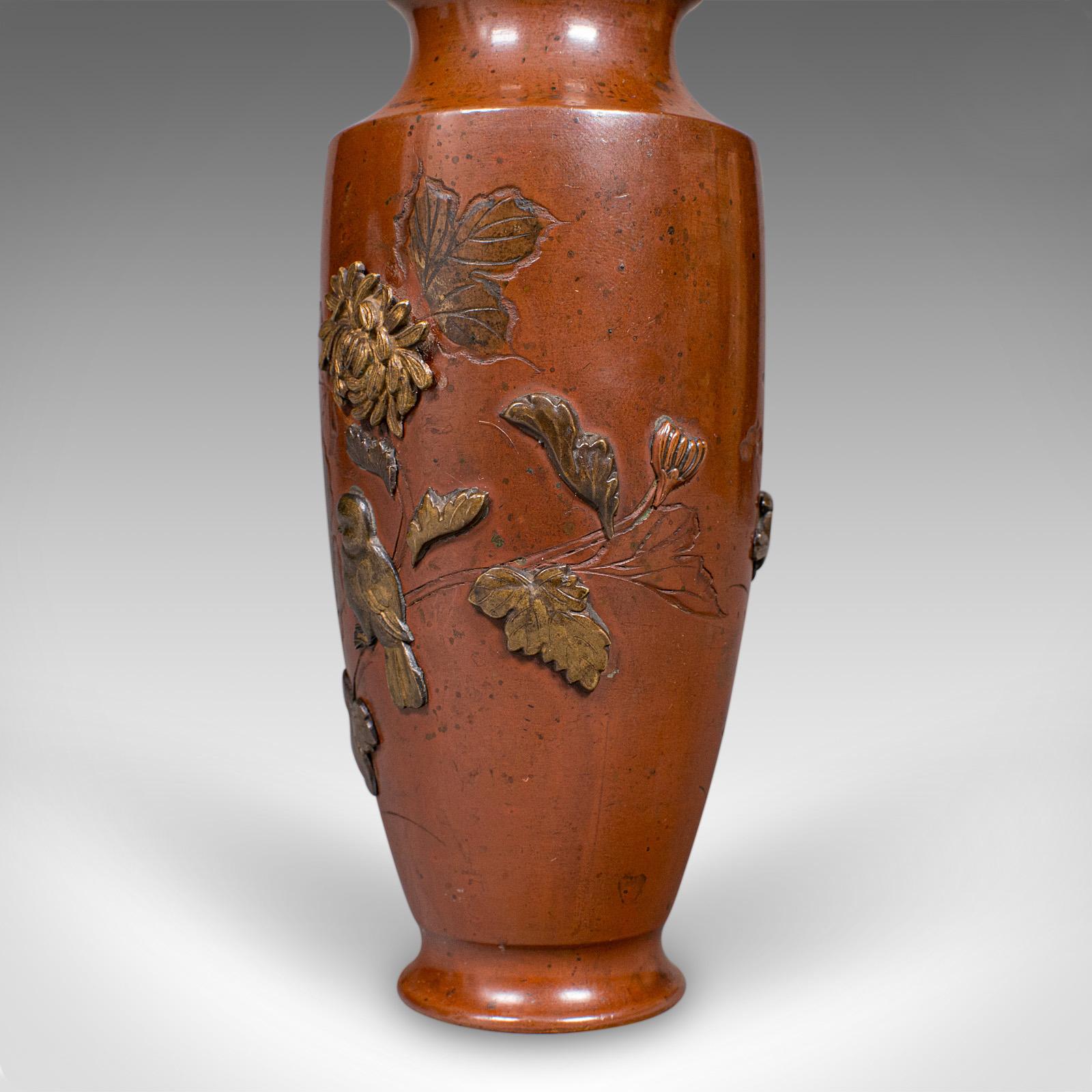 Piccola urna da esposizione antica, giapponese, bronzo, vaso di fiori, gusto Meiji, vittoriano in vendita 5