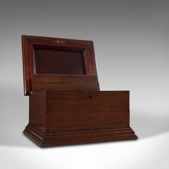 Small Antique Document Box, English, Walnut, Desk, Pen, Sarcophagus, Victorian