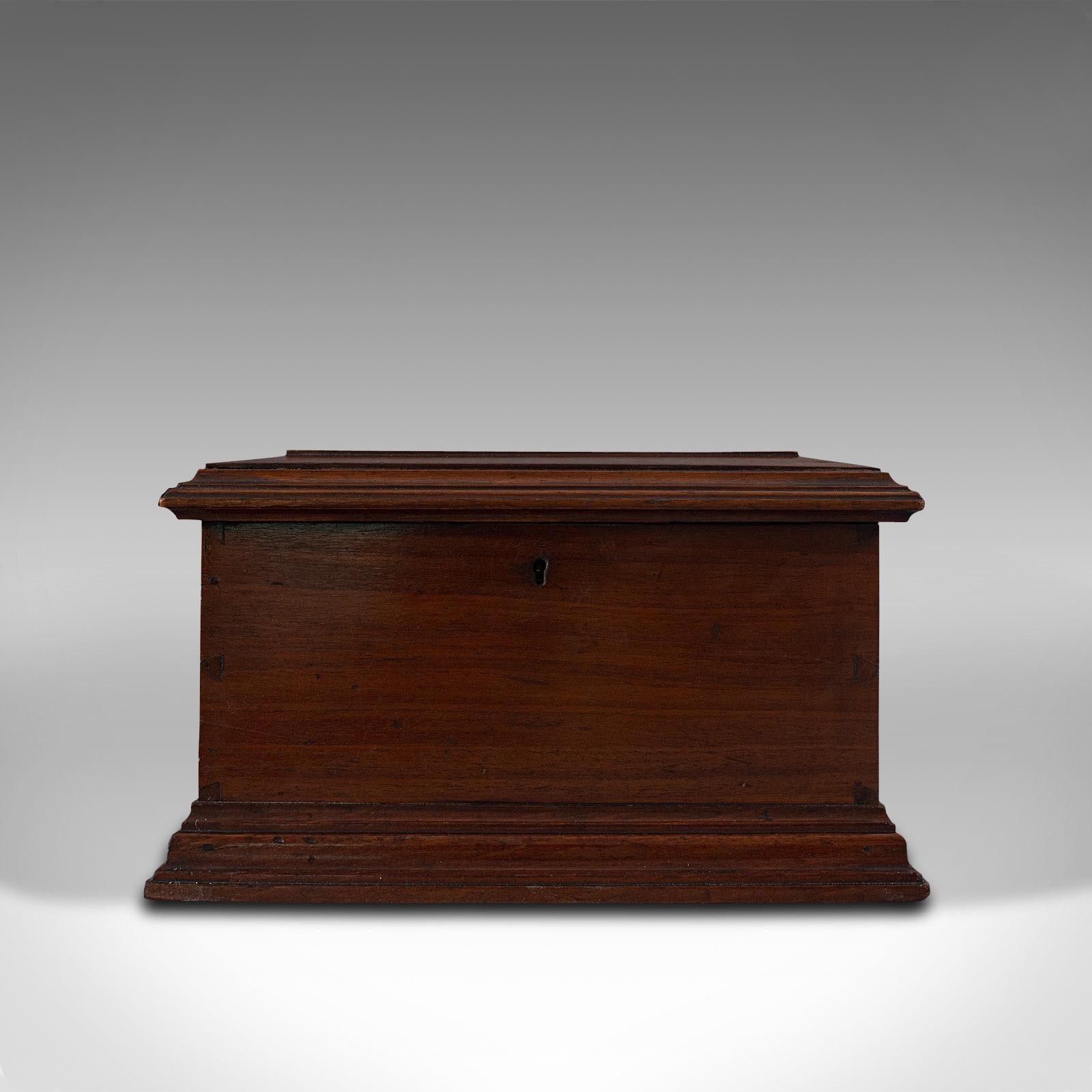 British Small Antique Document Box, English, Walnut, Desk, Pen, Sarcophagus, Victorian