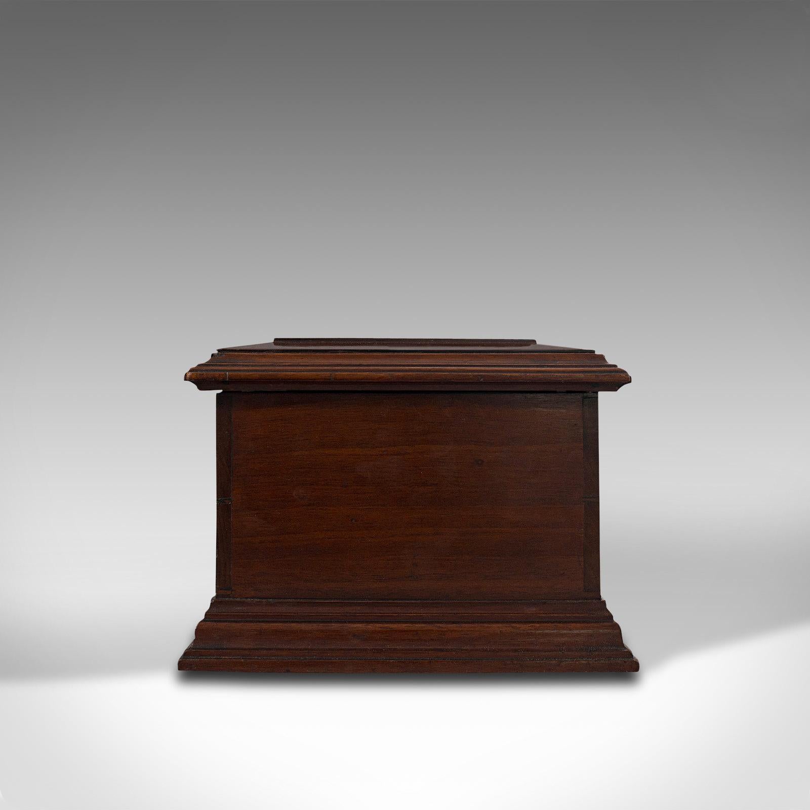 19th Century Small Antique Document Box, English, Walnut, Desk, Pen, Sarcophagus, Victorian