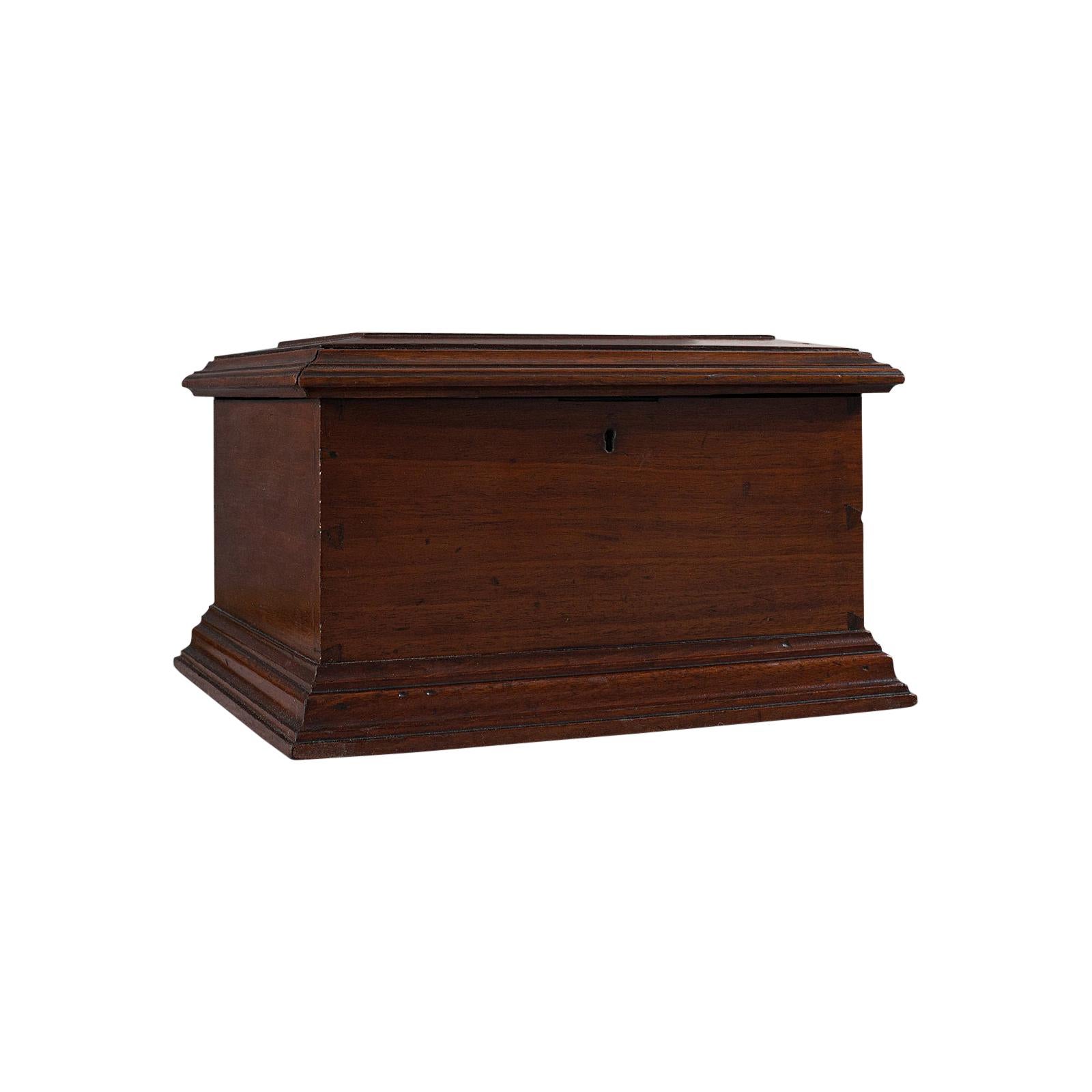 Small Antique Document Box, English, Walnut, Desk, Pen, Sarcophagus, Victorian