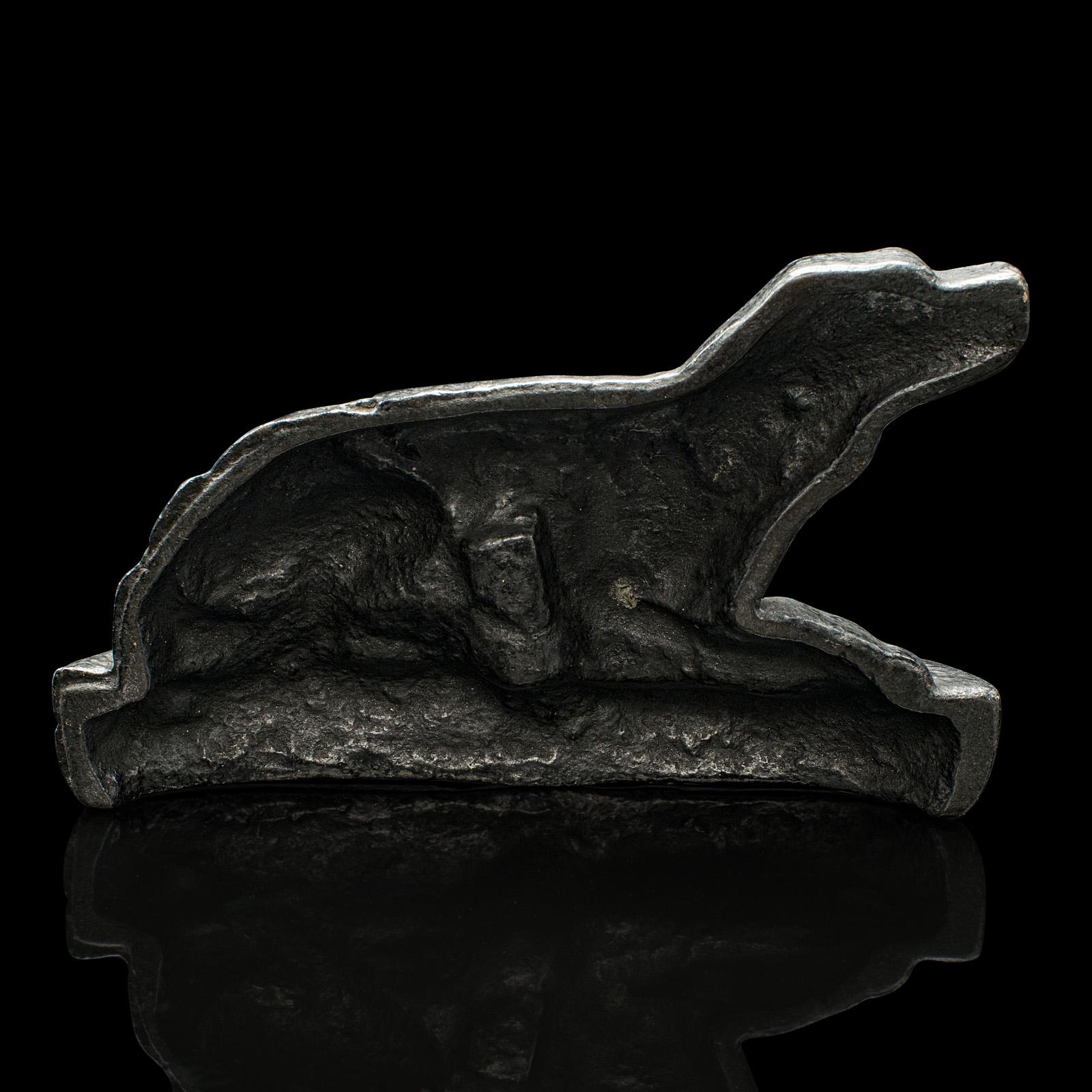 British Small Antique Dog Door Stop, English, Cast Iron, Keeper, Retriever, Edwardian For Sale