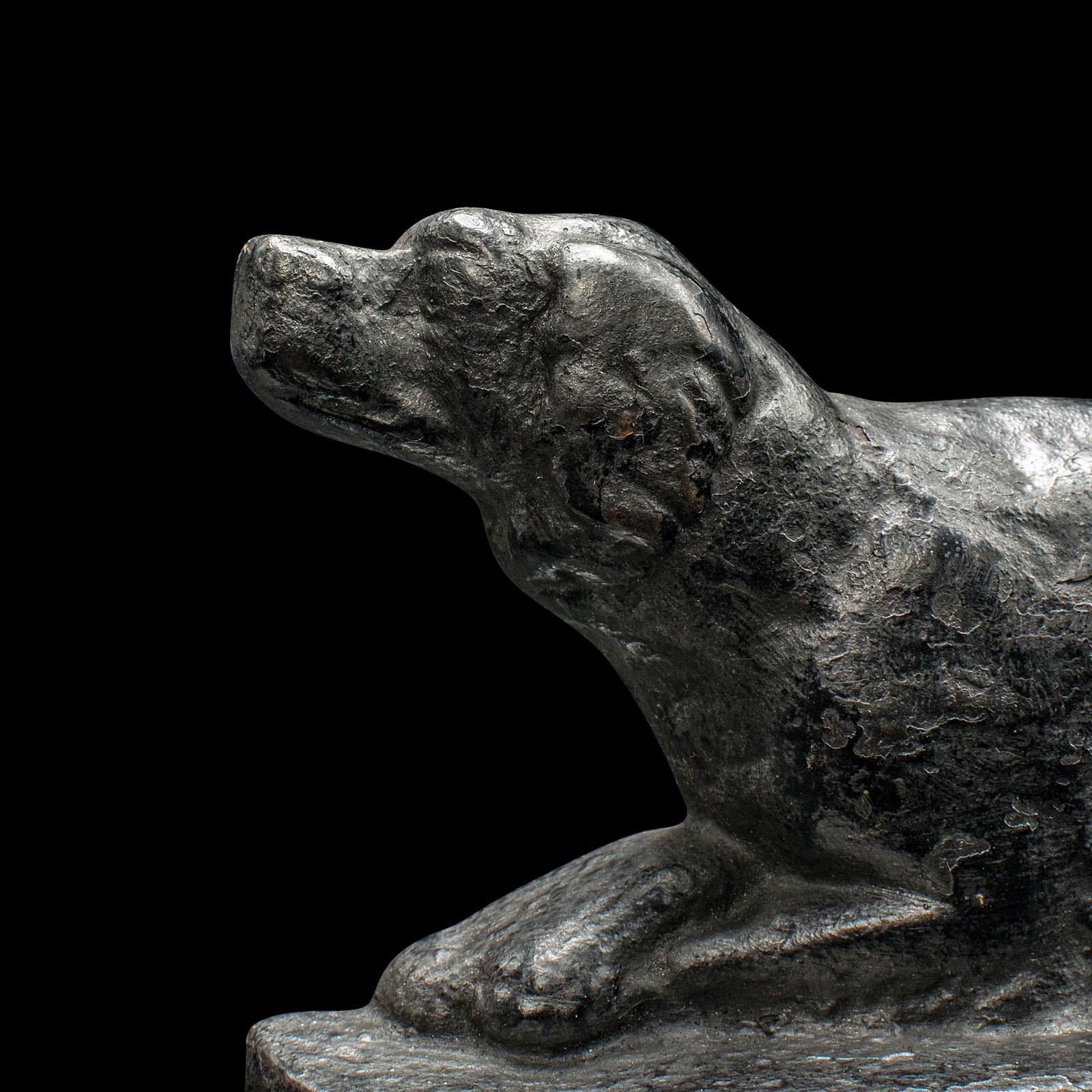 Small Antique Dog Door Stop, English, Cast Iron, Keeper, Retriever, Edwardian For Sale 1