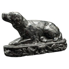 Small Antique Dog Door Stop, English, Cast Iron, Keeper, Retriever, Edwardian