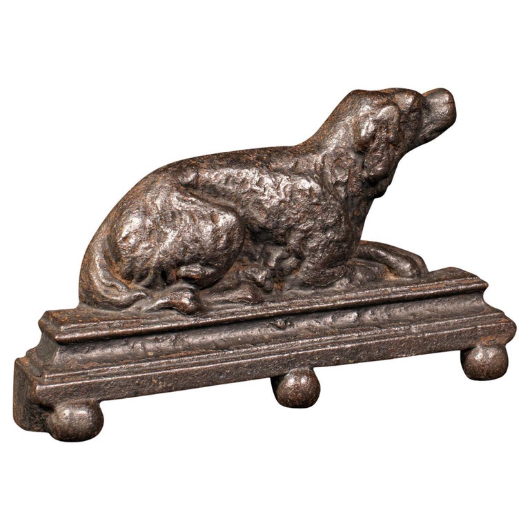Small Antique Dog Door Stop, English, Iron, Decorative Doorstopper