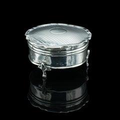 Small Antique Dressing Table Ring Box, English Silver, Birmingham Hallmark, 1921