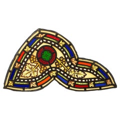 Small Antique Ecclesiastical Style Stained Glass Panel