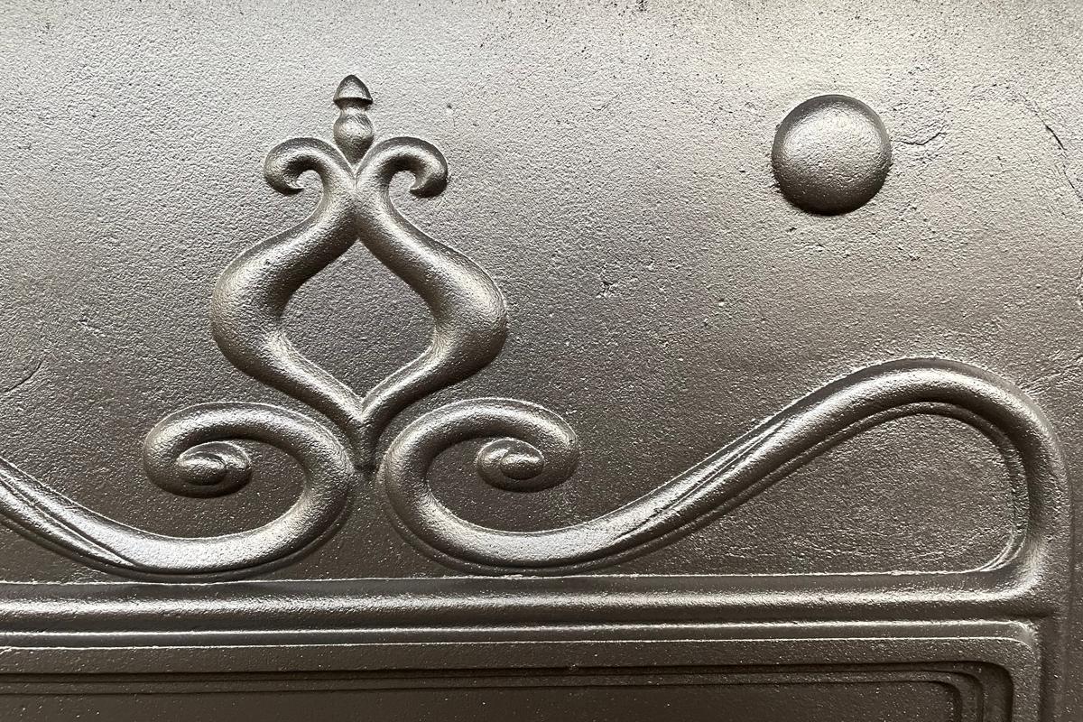 Cast Small Antique Edwardian Art Nouveau cast iron bedroom fireplace