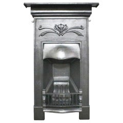 Small Antique Edwardian Cast Iron Bedroom Fireplace in the Art Nouveau Manner