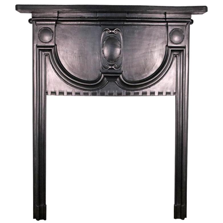 Small Antique Edwardian Cast Iron Fireplace Surround For Sale