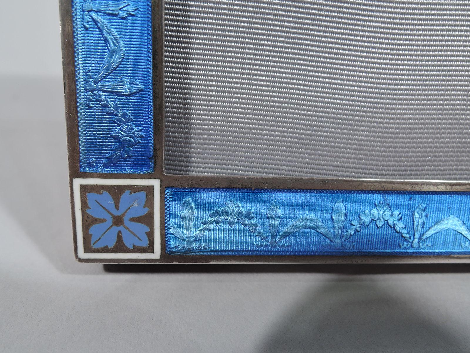 Small Antique Edwardian Regency Silver and Enamel Picture Frame In Excellent Condition In New York, NY