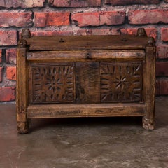 Small Antique Elm Hand-Carved Romanian Box