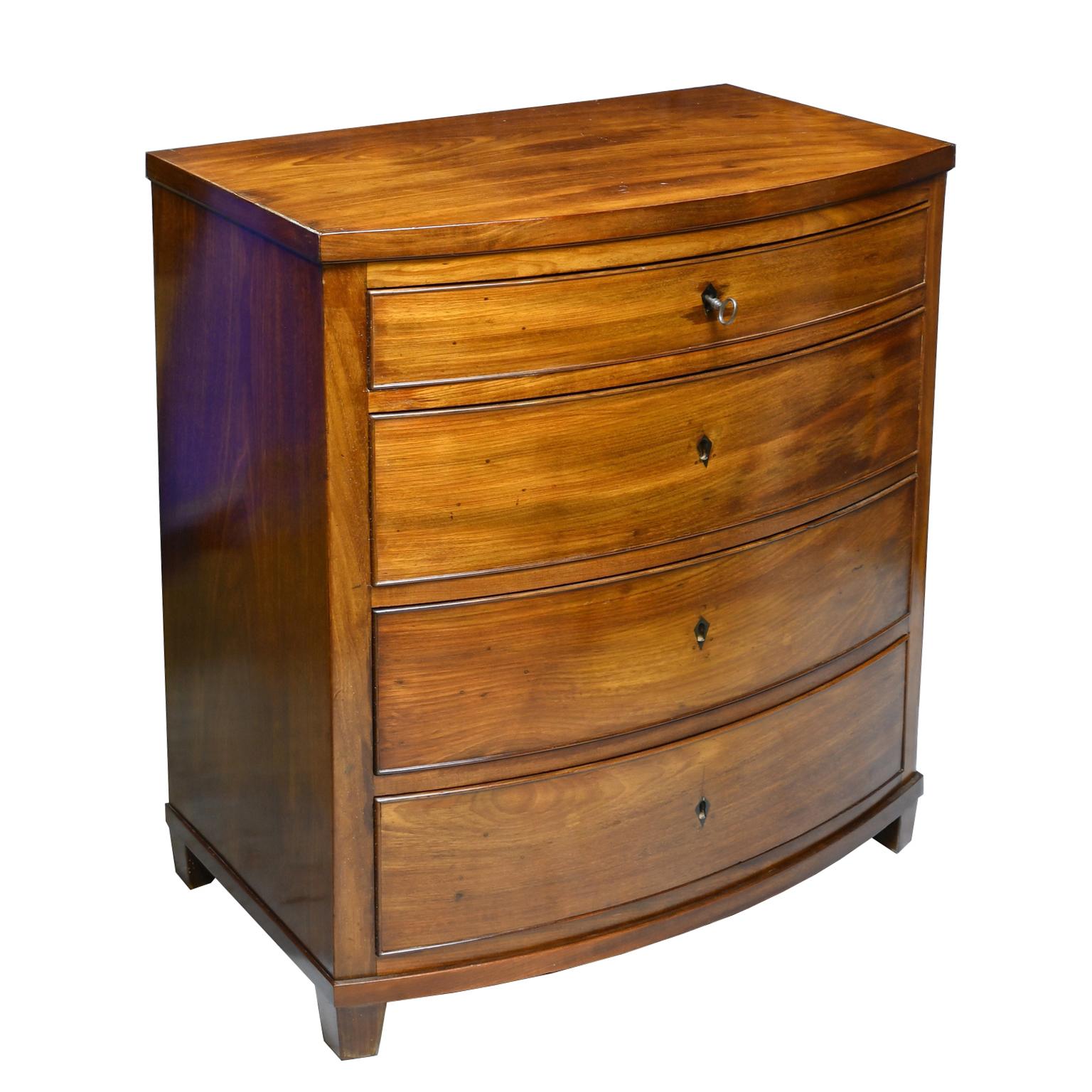 Hand-Crafted Small Antique Empire Chest of Drawers/Nightstand in West Indies Mahogany, c 1810